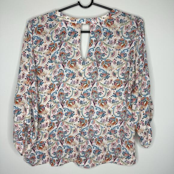 Alice Blue Stitch Fix Womens Sweet Rain Top Small Swiss Dot Peasant Colorful - Picture 6 of 7